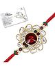 Genius Box Premium Designer Stone Work Rakhi Red & Gold with Crystal Floral Design for Brother