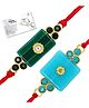Genius Box Premium Stone Rakhi for Brother Green & Aqua Blue Designer Rakhi with Red Thread Pack of 2