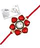 Genius Box Floral Designer Stone Rakhi for Brother Red & Gold Crystal Rakhi with Red Thread