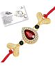 Genius Box Handmade Elegant Red Stone Rakhi with Crystal Border and Red Thread for brother