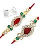 Genius Box Handmade Premium Rakhi Combo Red Green Designer Rakhi Set of 2 for Raksha Bandhan