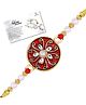 Genius Box Designer Floral Pearl Stone Rakhi with Red and Gold Finish for Raksha Bandhan
