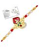 Genius Box Handmade Ornamental Designer Rakhi Red Green Stone Rakhi for Brother