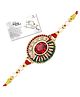 Genius Box Designer Red Stone Pearl Rakhi for Brother with Greeting Card