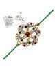 Genius Box Designer Floral Kundan Rakhi with Green Thread for Brother