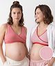 Bella Mama Cotton Elastane Knit Printed Sleep Bra Pack of 2 - Peach & Pink