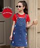 Ollington St. Denim Pinafore and T-Shirt with Half Sleeves and Love Applique in Blue for 6-7 Years