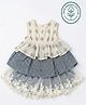 Furr Balls 100% Organic Cotton Woven Sleeveless Abstract Motifs Printed & Lace Detailed Dress - Off White