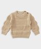 Mi Arcus 100% Cotton Knit Full Sleeves Striped Sweater - Beige