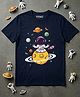 YO!4U Cotton Knit Half Sleeves Space Theme Printed Tee - Navy Blue