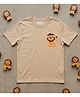 YO!4U Cotton Knit Half Sleeves Lion Printed Tee - Beige