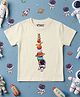 YO!4U Cotton Knit Half Sleeves Space Theme Printed Tee - Antique White