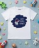 YO!4U Cotton Knit Half Sleeves Space Theme Printed Tee - White