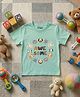 YO!4U Cotton Knit Half Sleeves Animals & Awesome Text  Printed Tee - Aqua Mint