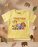 YO!4U Cotton Knit Half Sleeves Animals & Better Together Text Printed Tee - Lemon Yellow