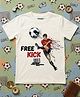 YO!4U Cotton Knit Half Sleeves Sport & Free Kick Text Printed Tee - Antique White
