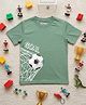 YO!4U Cotton Knit Half Sleeves Sport & Goal Text Printed Tee - Sage Green