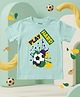 YO!4U Cotton Knit Half Sleeves Football Printed Tee - Aqua Mint