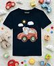 YO!4U Cotton Knit Half Sleeves Elephant Printed Tee - Navy Blue