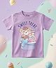 Yo!4U Cotton Knit Half Sleeves Teddy Bear In Ice Cream Printed Tee - Lavender