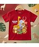 YO!4U Cotton Knit Half Sleeves Animals Printed Tee - Red