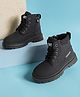 TRUFFLE COLLECTION Solid Zip Closure Ankle Boots - Black