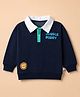 Mark & Mia Cotton Mixes Knit Sweatshirt with Full Drop Shoulder Sleeves and Jungle Buddy Embroidery with Lion Patch - Navy Blue