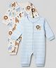 Babyhug 100% Cotton Interlock Knit Full Sleeves Romper with Full Length and Animal Print Pack of 2 in Blue