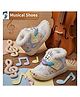 Binos Bunny Applique & Plush Detailed Velcro Closure Musical Shoes - Cream