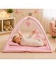 GRASPING FINGERS Baby Play Gym with Mosquito Net, 3 in 1 Foldable Kick and Play Mat, Hanging Toys, Fence and Pillow for Newborn Infants (0-12 Months)