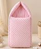 GRASPING FINGERS Baby Sleeping Bag for Newborn , Soft Minky Dotted Hooded Sleep Sack with Zipper , Wearable Swaddle Wrap Blanket for Infants Boys Girls , 0-6 Months (Pink)