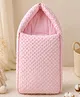 GRASPING FINGERS Baby Sleeping Bag for Newborn , Soft Minky Dotted Hooded Sleep Sack with Zipper , Wearable Swaddle Wrap Blanket for Infants Boys Girls , 0-6 Months (Pink)