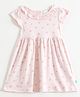 JusCubs Cotton Knit Half Sleeves Floral Printed Frill Detailed Dress - PInk