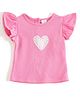 JusCubs Cotton Knit Frill Sleeves Heart Patch Detailed Top - Pink
