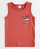 Juscubs Cotton Knit Sleeveless Surfing Trip Text Printed Tee -  Rust Orange