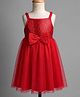 Kookie Kids Woven Sleeveless One Piece Party Dress With Bow Applique - Red