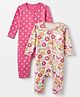 Babyhug 100% Cotton Interlock Knit Full Sleeves Rompers with Floral Print Pack of 2 - Pink
