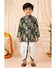 BT DEZINES Cotton Blend Woven Full Sleeves Pichwai Printed Kurta & Dhoti Set - Teal