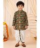 BT DEZINES Cotton Blend Woven Full Sleeves Mughal Art Printed Kurta & Dhoti Set - Rust Brown