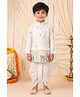 BT DEZINES Satin Woven Full Sleeves Elephant Embroidered Kurta Dhoti Set - Off White