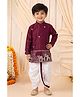 BT DEZINES Satin Woven Full Sleeves Elephant Embroidered Kurta Dhoti Set - Wine