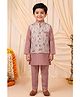 BT DEZINES Pure Cotton Woven Full Sleeves Solid Kurta & Pyjama Set With Mughal Pattern Embroidered Jacket - Mauve