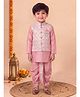 BT DEZINES Cotton Silk Woven Full Sleeves Solid Kurta & Dhoti Set With Abstract Embroidered Jacket - Pink
