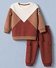 Babyhug 100% Cotton Terry Knit Full Sleeves T-Shirt and Joggers Set - Brown