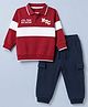 Babyhug 100% Cotton Terry Knit Full Sleeves T-Shirt and Pant with NYC Embroidery - Red