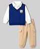 Babyhug 100% Cotton Terry Knit Full Sleeves T-Shirt and Joggers Set With Bear Patch - Blue