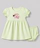 Babyhug Interlock Knit Frock and Bloomer with Half Sleeves and Bird Embroidery in Green for 0-3 Months