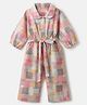 Twetoons Woven Full Sleeves Printed Jumpsuit - Pink