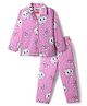 Babyhug Disney 100% Cotton Single Jersey Knit Full Sleeves Co-ord Shirt & Pajama Night Suit with Hearts Bow Polka Dots & Marie Graphic Print - Pink