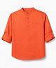 Pine Kids 100% Cotton Woven Solid Shirt with Full Sleeves - Orange